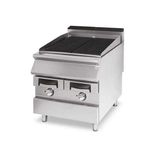 Parrilla eléctrica de hierro fundido para carne y pescado, 2 quemadores – P900 – Virtus – Acero inoxidable 800 x 900 x 870 mm