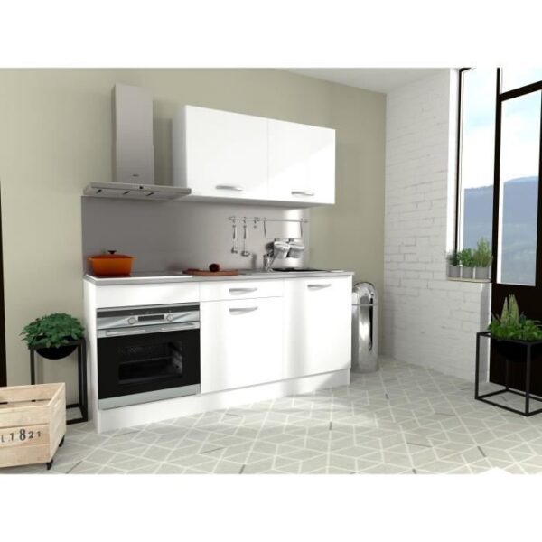 Cocina completa OSLO - L 180 cm - Blanco mate - Encimera incluida - Imagen de 3