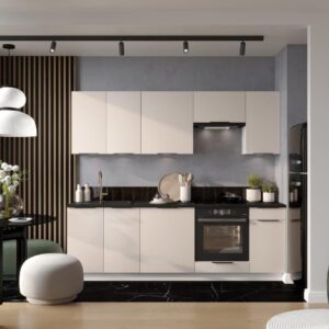 Cocina completa Sonia 8 elementos color beige con encimera incluida - Largo 180/240 cm - PEGANE -