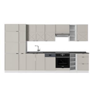 Vicco Cuisine Fame-Line, Gris Beige/Blanco, 355 cm, PT Antracita