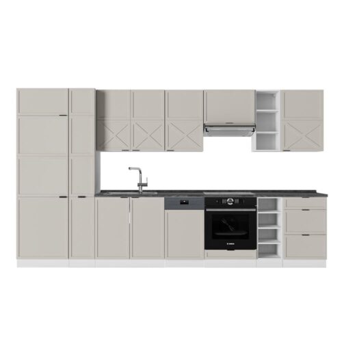 Vicco Cuisine Fame-Line, Gris Beige/Blanco, 355 cm, PT Antracita