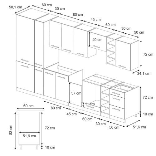 Vicco Cuisine Fame-Line, Gris Beige/Blanco, 355 cm, PT Antracita - Imagen de 2